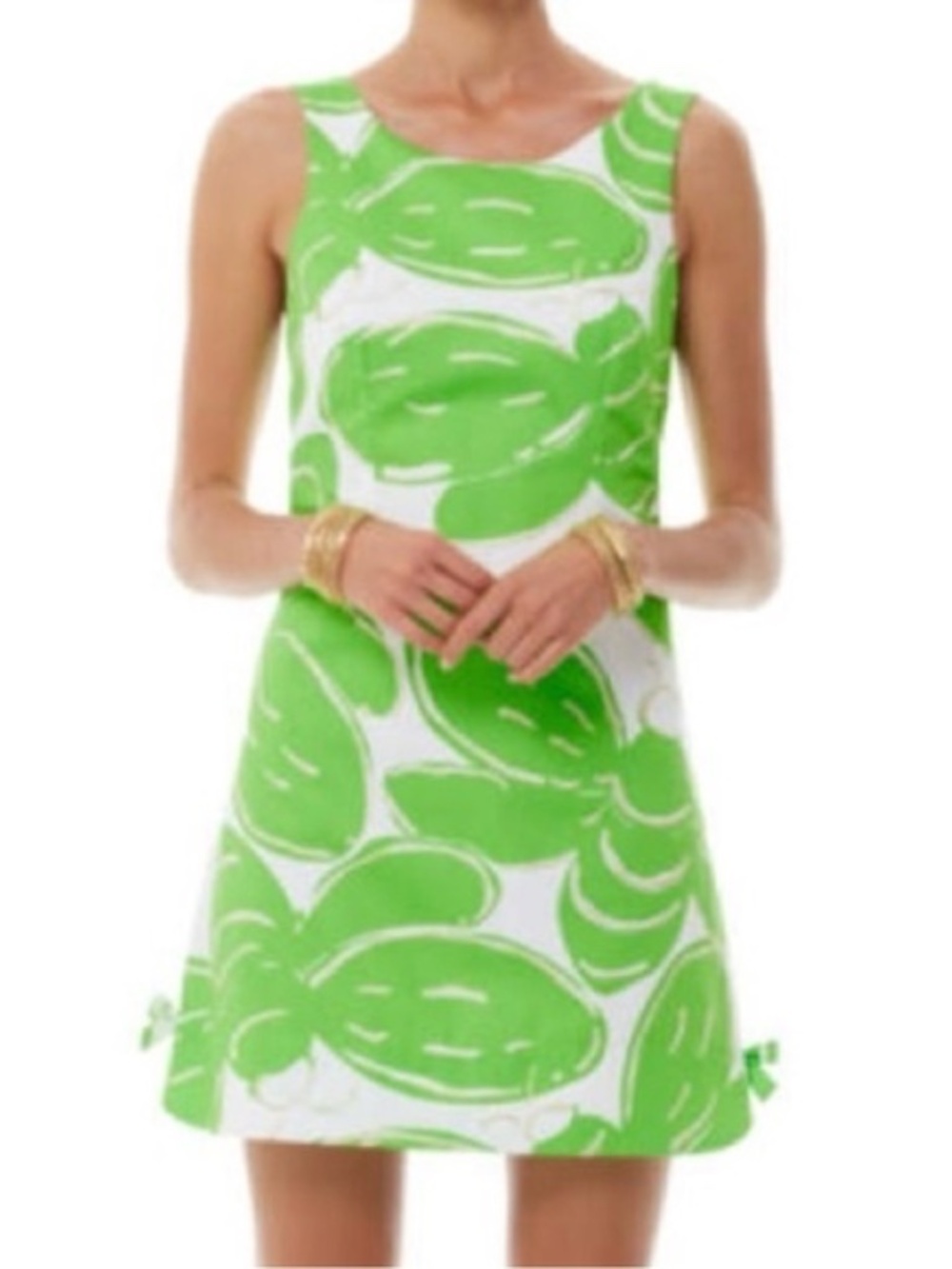 Lilly Pulitzer Delia Shift Dress green gold bee Size 4